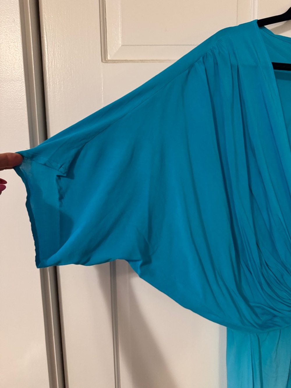 NWT Young Fabulous & Broke Bright Teal/Yellow Ombré Dress Coverup Gathered Front - Picture 8 of 11